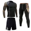 Intimo termico da uomo Abbigliamento da uomo di marca Abbigliamento a compressione Tattico MMA Rashgard Kit Collant da corsa Allenamento fitness Caldo