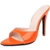 Slippers Patent High Heels Femme Summer Summer 2024 Red Orange White Talèled Mules Party Femme Sandales à l'extérieur