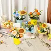 Decorative Flowers Crochet Flower Bouquet Handwoven With Barrel Packing Wedding Gift For Guest Room Table Decoration Mother's Day