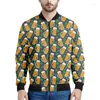 Vestes pour hommes Fans de bière de bande dessinée 3D imprimé hommes manches longues sweat-shirt surdimensionné cool streetwear décontracté bombardier veste à glissière hauts manteau