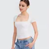 Kvinnors blusar Kvinnor Slim Fit Summer Top Stylish Square Neck Tee Shirt Collection Pullover Tops för Streetwear Going