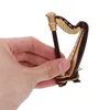 Dekorativa figurer 1pc träminiatyr harpmodell med förvaringsfodral Mini Musical Instrument Ornament Music Box 9x6cm