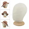 Stands 21 tum Cork Canvas Block Head Mannequin Manikin Peruk Making Hat Display Styling Head With Wood Stand Beige