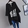 Camisetas versátiles con estampado de letras de verano, camisetas con cuello redondo, manga corta, camiseta de gran tamaño, ropa informal de moda para mujer 240315