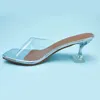 2024 Summer Luxury Women High Heels PVC Crystal Heel Transparent Sexiga Clear Sandals Plus Size Zapatos de Mujer 240318