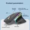 Souris sans fil Bluetooth 24G, Rechargeable, 12 couleurs, RGB LED, ergonomique, pour Gamer, ordinateur portable, iPad 240309