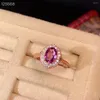 Anéis de cluster Real Pyrope Garnet Anel 6mm 8mm VVS 1ct Prata Natural para Mulher de Escritório 18K Banhado a Ouro 925