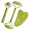 Natural Jade Roller Massager för ansiktsrullen Gua Sha Jade Ste Face Massager Anti-Wrinkle Lift Face Beauty Skin Care Tools D6IL#