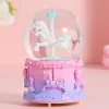 Scatole Creative Unicorn Coppie romantiche Fodera di sfera di cristallo Carillon 80 fiocchi di neve Otto carillon Decorazione desktop di casa Compleanno