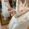 Casual Dresses Sweet Vintage Dress for Women Fashion Summer Sling Robe Femme 2024 Vestidos de Mujer A-Line Tunic Pleated White Y2k Söt
