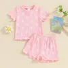 Kläderuppsättningar Focusnorm 0-4y Summer Baby Girls Clothes Outfits Short Sleeve Sunflowers Print TRIM T SHOTS SHORTS SET