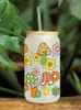 Raamstickers Bloemen Cactussen UV DTF Transfer Sticker voor de 16oz Libbey Bril Wraps Flessen Cup D13693