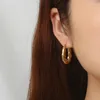 Boucles d'oreilles créoles simples en acier inoxydable, couleur or, Vintage, bijoux pour femmes, vente en gros