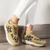 Sapatos casuais leopardo emenda grande tamanho papai 2024 mulheres moda rendas até cabeça redonda sola grossa baixa top esportes