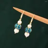 Dangle Earrings Fashion Vintage Cloisonne Simple Ethnic Fresh-Water Pearls Women