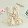 Baby Baby Girl Summer Summer en dentelle florale broderie robe roberie robe sans manches sweet triangle-fond de combinaison et bandeau 240319