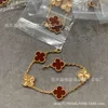 Bracciale a cinque fiori con quadrifoglio e cinque fiori, argento sterling 925, oro 18 carati, fritillaria di calcedonio viola naturale a doppia faccia, pensi che sia un accessorio di fascia alta