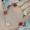 Designer Jewelry Van Bracelet Cleef Four Leaf Clover Bracelets High Quality 4/charm Fashion Gold Agate Shell Mother-of-Pearl bangle Chain for We