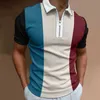 Men's Polos Fashion patchwork color short-sleeved POLO shirt - top street mens T-shirt - European and American youth fashion casual short-s L240320
