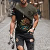 Nouveau T-shirt 3D à manches courtes pour hommes avec imprimé bouclier mexicain sans col vêtements de Couple décontractés respirant