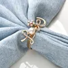 Table Napkin 2Pcs Valentines Day Love Metal Rings Luxury For Rhinestone Pearl Serviette Buckle Holder Wedding Party Deco