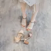 Jurk Schoenen 2024 Zomer Sandalen Vrouw Mode Grote Maat Hoge hakken Rome PU Hoef Hakken TPR Slides Stof lage Sandaal