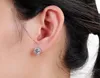 Boucles d'oreilles personnalisées en or blanc massif 14K pour femmes, 0.5 1 2 3 carats, diamant rond Moissanite, fête de fiançailles, de mariage, tournesol