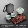 Service à thé de voyage Gaiwan Kungfu, bol en porcelaine chinoise avec serviette et sac Portable pour la maison et les affaires en plein air