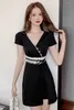 Sukienki imprezowe er fashionhepburn wiatr francuska żeńska temperament kultywowania własnej moralności w stylu zachodnim czarny strój spódnicy sukienka