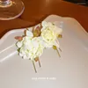 Studörhängen Vit romantisk valentin dag blomma örhänge av high-end rostsäker fade-resistent franska simuleringsblommor smycken öronsned