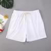 Shorts de verão masculino com cordão elástico casual branco preto shorts streetwear jogger ginásio correndo