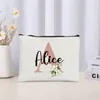 Storage Bags Custom Name Initials Letter Makeup Bag Women Toilet Pouch Travel Cosmetic Wedding Bridesmaid Gifts Side For Ladies Purse