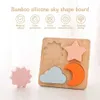 Trier des jouets d'empilage de nidification bébé Montessori Stars Silicone Moon Stacking High Blocy Blocs Wood Board Board Games Childrens Education Gifts 24323