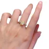 Pierścienie klastra s925 Srebrny pierścień kolorowy diamentowy żółty skarb 1,5 pagoda żeńska