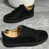 Chaussures décontractées Hommes Mode Strass Rivets Scène Discothèque Robe Appartements Chaussure Vache En Daim Baskets En Cuir Respirant Personnalité Chaussures