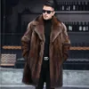 Haining Mink Coat Mens Whole Autumn and Winter New Thickened Medium Long Large Imitation Fur Casual