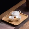 Plateaux à thé plateau de rangement en bois de bambou carré tasse à café petit déjeuner assiette à dîner pain gâteau aux fruits service alimentaire