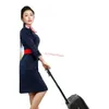 China Eastern Airlines Stewardess Uniform Work Dresses Air College Garment Girl Hotel Front Desk Dress Sales Department Professional Suit