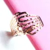 Cluster Rings 585 Purple Gold Plated 14k Rose Wide Version Hollow for Women Justerbar Fashion Classic Craft Wedding Jewelry Gift