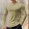 Menowe mięśnie koszule o Necku lekkie Slim Fit Long Rękaw Trening Gym T-shirty miękkie koszulki kulturystyka 240313