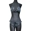 Traje de baño para mujer Sexy Mujeres Sujetador y calzoncillos Bikini Conjuntos Denim Jeans Ladies Swim Sea Beach Traje de baño 2024 Verano