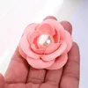 Fleurs décoratives 6 pièces 5 cm à la main Rose tissu perle artificielle pour robe de mariée vêtements chapeaux décoration coiffure bandeau fleur