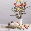 装飾的な花5PCS卵木の枝卵ブーケカラフルなシミュレーションフラワーピックアレンジメント春パーティーの家の装飾