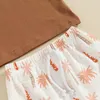 Conjuntos de roupas da criança bebê meninos roupas de verão árvore impressão manga curta camiseta e shorts elásticos para 2 peças roupas de férias conjunto