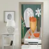 Шторы Современное абстрактное искусство Картина Скандинавская дверная занавеска для кухни Спальня Дверной проем Перегородка Декоративная льняная подвесная полузанавеска с изображением кота