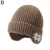 Berretti invernali caldi peluche lavorati a maglia Benines moda neve Skullies cappello unisex protezione auricolare antifreddo per esterni berretti di lana per uomo donna A9G7