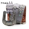 Punk Rock Pass for Women Luksusowa marka Letter Rhinestone Bling Bluckle Pu Dekoracyjne Y2K pasa talii Vintage Mężczyźni Jean Palist 240318