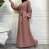 민족 의류 평범한 아바야 두바이 무슬림 히잡 드레스 탄성 소매 기본 폐쇄 된 아바야 스
