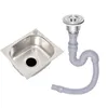 Kitchen Storage Stainless Steel Sink With Drain Hole Fast Drainage Rustproof 37cmx32cmx14cm Water Pipe Rectangle Single Bowl