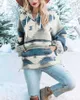 2022 Vintermashionrock Hot Elastic DrawString Hatt blixtlås Fly Open Patchwork tröja Outwear Tops Aztec Hoodie för kvinnor